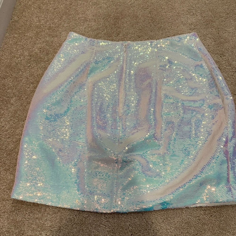 Nadine Merabi Phoebe Sequin White Skirt S/M NWT - Picture 6 of 6